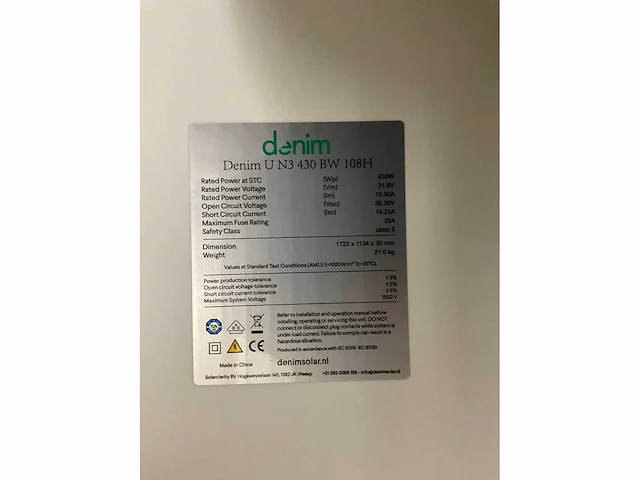 Denim u n3 430 bw 108h zonnepaneel (9x) - afbeelding 5 van  5