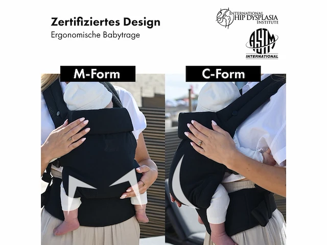 Deryan amora draagzak baby draagzak ergonomisch zwart - afbeelding 3 van  4