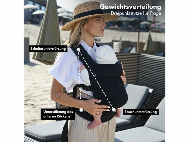 Deryan amora draagzak baby draagzak ergonomisch zwart - afbeelding 4 van  4