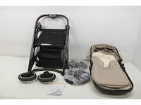 Deryan evy v2 duo kinderwagen uitbreidbaar inclusief reiswieg nougat - afbeelding 2 van  4
