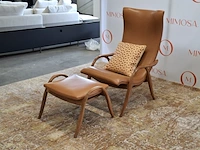 Design fauteuil met voetenstool carl hansen & son, fh 429 signature, fh 430 footstool, walnoot olie - afbeelding 4 van  10