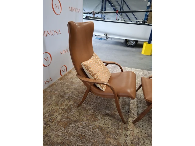 Design fauteuil met voetenstool carl hansen & son, fh 429 signature, fh 430 footstool, walnoot olie - afbeelding 5 van  10