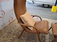 Design fauteuil met voetenstool carl hansen & son, fh 429 signature, fh 430 footstool, walnoot olie - afbeelding 5 van  10