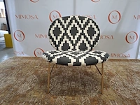 Design loungestoel, tacchini , kelly, zwart wit gestoffeerd, goudkleurige poten - afbeelding 5 van  10