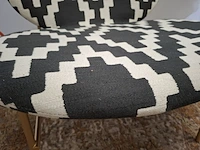 Design loungestoel, tacchini , kelly, zwart wit gestoffeerd, goudkleurige poten - afbeelding 7 van  10
