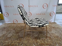 Design loungestoel, tacchini , kelly, zwart wit gestoffeerd, goudkleurige poten - afbeelding 8 van  10