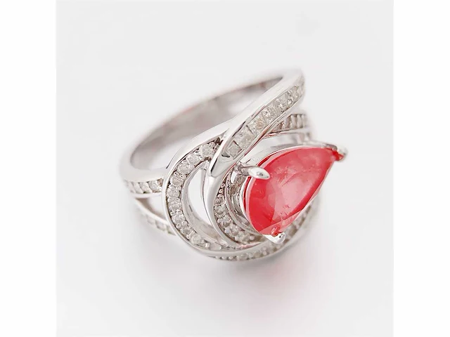 Design ring briljant prinses roze peer - afbeelding 5 van  9