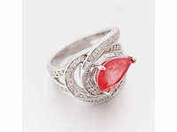 Design ring briljant prinses roze peer - afbeelding 5 van  9