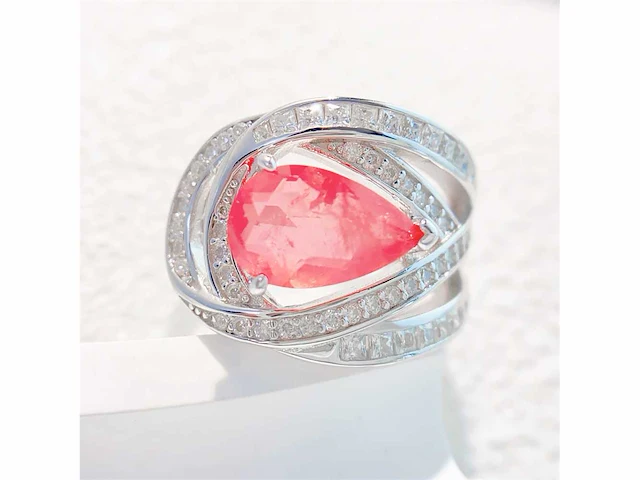 Design ring briljant prinses roze peer - afbeelding 6 van  9