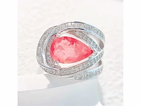 Design ring briljant prinses roze peer - afbeelding 6 van  9
