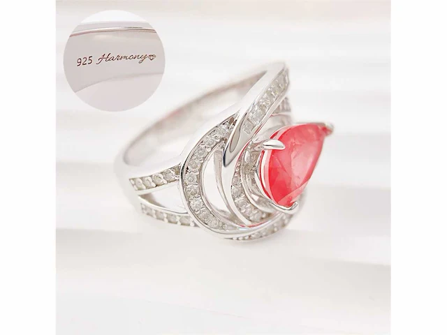 Design ring briljant prinses roze peer - afbeelding 7 van  9