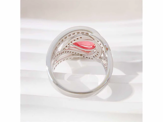 Design ring briljant prinses roze peer - afbeelding 8 van  9