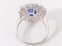 Design ring met briljanten, peer vorm briljanten en een grote saffier blauwe ovaal - afbeelding 7 van  10