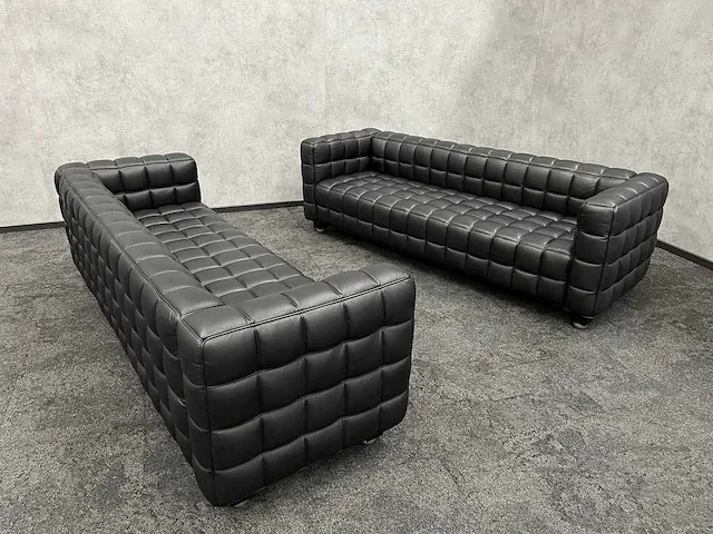 Design sofa - zwart leder (2x) - afbeelding 12 van  13