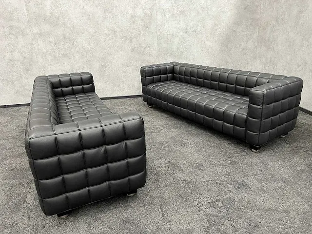 Design sofa - zwart leder (2x) - afbeelding 3 van  13