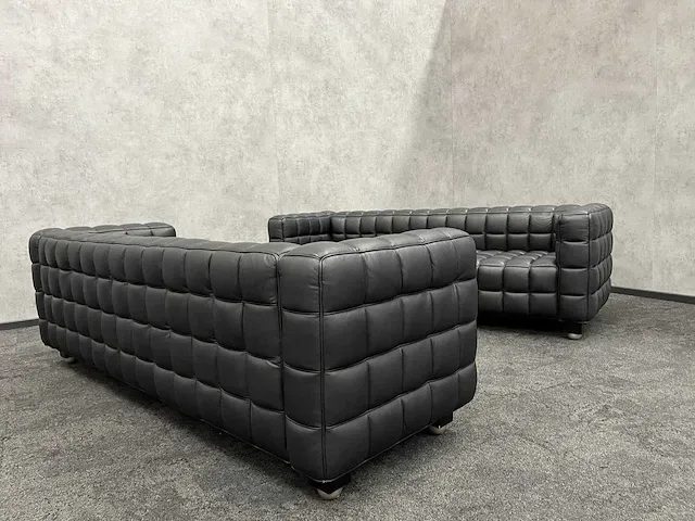 Design sofa - zwart leder (2x) - afbeelding 9 van  13