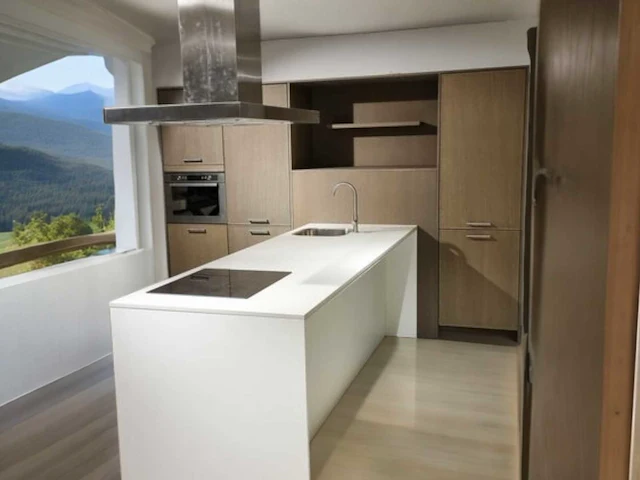 Design tulp showroom keuken met apparatuur en composiet blad - afbeelding 1 van  9