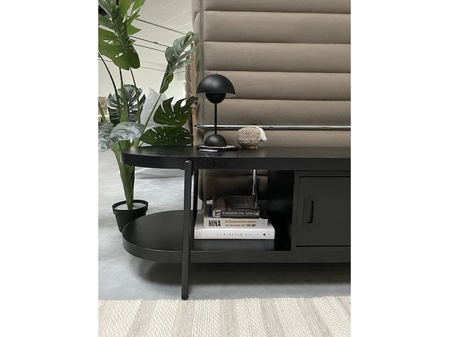 Design tv-meubel in zwart essen met uittrekbaar blad by italia, zwart - afbeelding 7 van  12