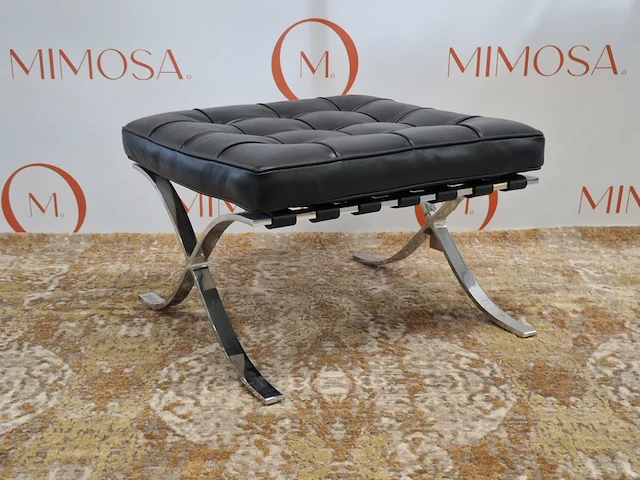 Design voetenstoel knoll studio, ludwig mies van der rohe collection, barcelona stool, zwart - afbeelding 1 van  10
