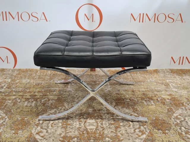 Design voetenstoel knoll studio, ludwig mies van der rohe collection, barcelona stool, zwart - afbeelding 3 van  10