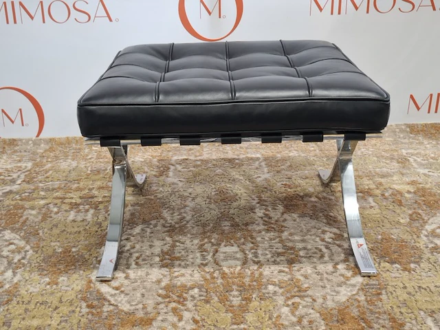 Design voetenstoel knoll studio, ludwig mies van der rohe collection, barcelona stool, zwart - afbeelding 4 van  10