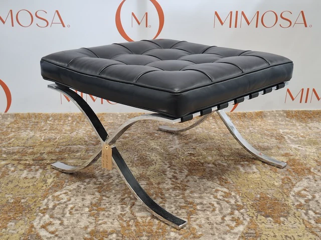 Design voetenstoel knoll studio, ludwig mies van der rohe collection, barcelona stool, zwart - afbeelding 5 van  10