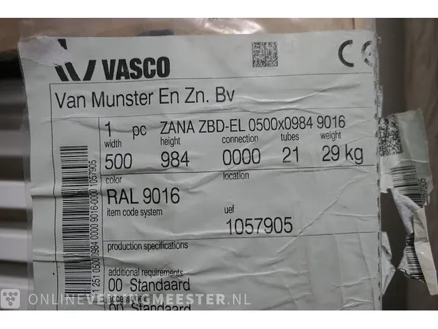 Designradiator vasco, zana zbd-el, ral 9016 - afbeelding 4 van  5