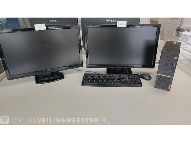 Desktop computer met 2x beeldscherm lenovo - afbeelding 1 van  7