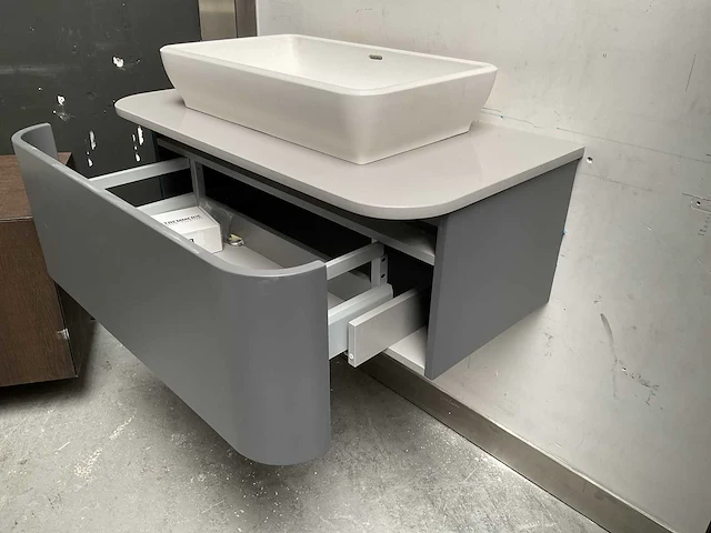 Detremmerie badmeubel 92x49cm met granieten blad en tortu kom - afbeelding 5 van  10