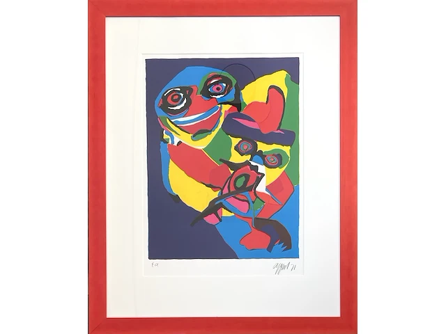 “deux personages”, zeefdruk van karel appel , 1971 - afbeelding 1 van  4