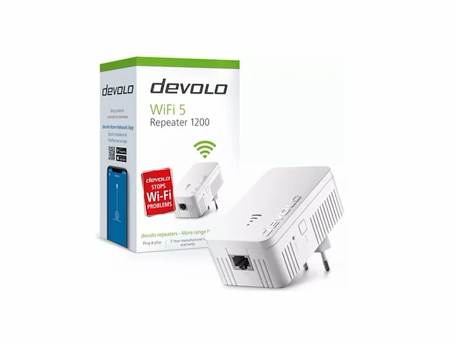 Devolo wifi 5 repeater 1200 tot 1.200 mbit/s; wifi mesh versterker, access point, wifistopcontact wit - afbeelding 2 van  3