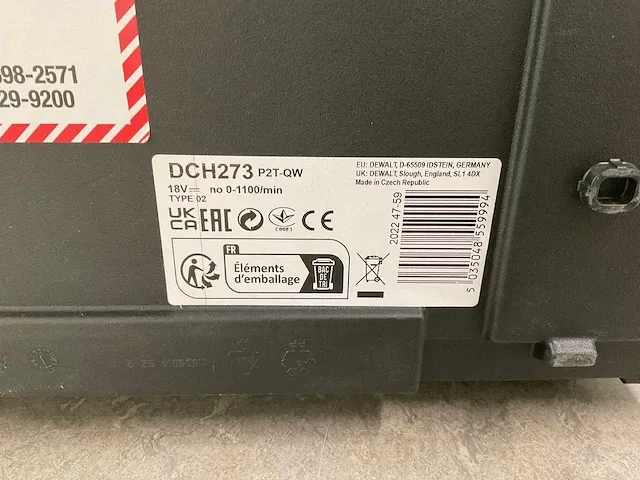 Dewalt - dch273p2t-qw - combihamer sds in t-stak koffer - afbeelding 8 van  8