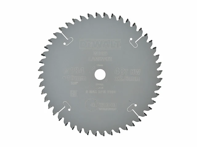 Dewalt cirkelzaagblad voor laminaat 184mm asgat 16mm 48t dt4092-qz - afbeelding 1 van  4