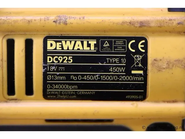 Dewalt dc925 accu boormachine in koffer, incl. lader, excl. accu - afbeelding 3 van  3