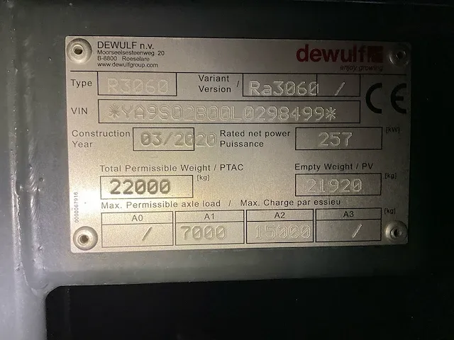 Dewulf - ra3060 - aardappelrooier - afbeelding 85 van  86