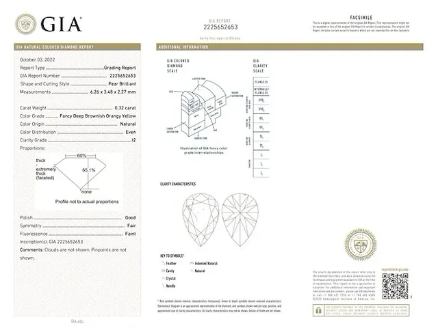 Diamant - 0.32 karaat echte fancy diamant (gecertificeerd) - afbeelding 3 van  5