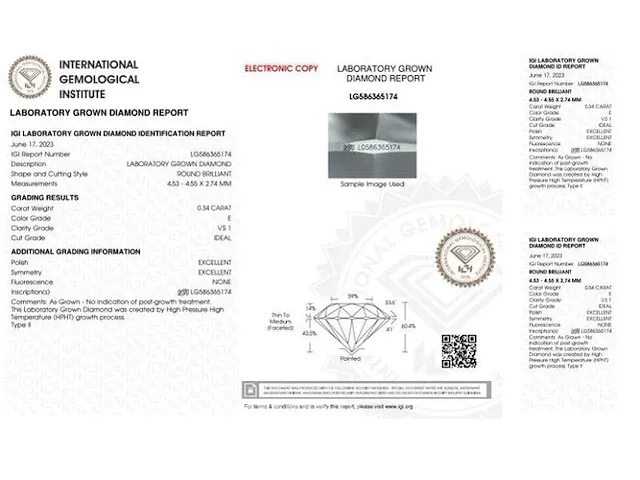Diamant - 0.34 karaat diamant (gecertificeerd) - afbeelding 3 van  3