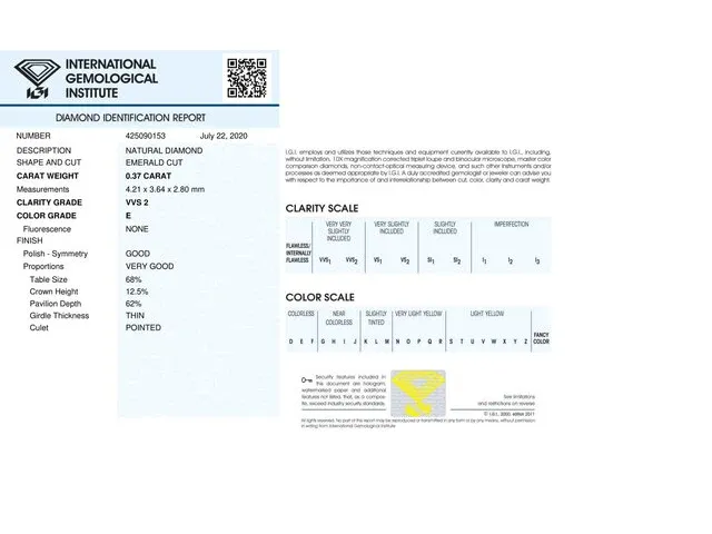 Diamant - 0.37 karaat echte diamant (igi gecertificeerd) - afbeelding 4 van  4