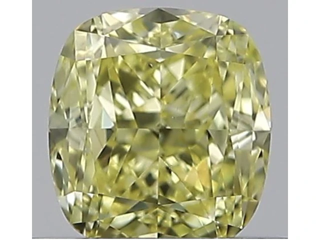 Diamant - 0.40 carat fancy geel kussenvorm geslepen diamant met een gia certificaat (gecertificeerd) - afbeelding 1 van  5