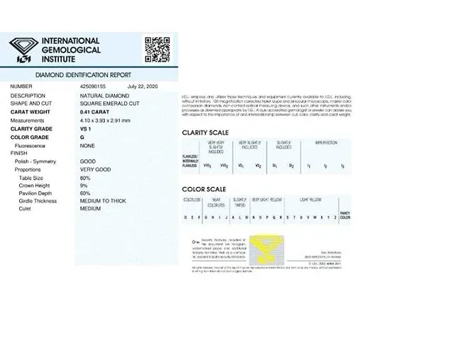 Diamant - 0.41 karaat echte diamant (gecertificeerd) - afbeelding 5 van  5