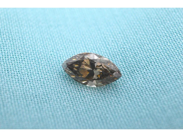 Diamant - 0.49 carat echte champagne gekleurde marquise diamant (gecertificeerd) - afbeelding 1 van  5