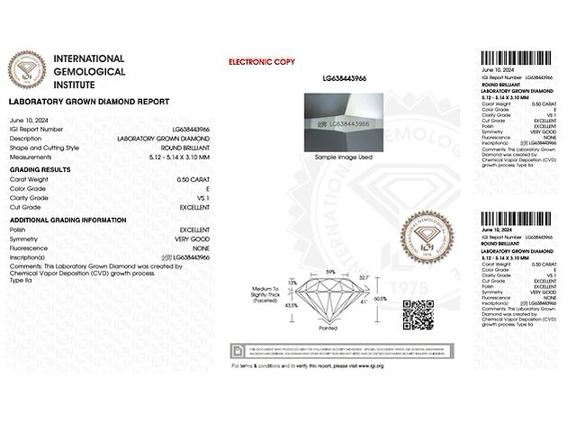 Diamant - 0.50 karaat briljant geslepen diamant (gecertificeerd) - afbeelding 3 van  4