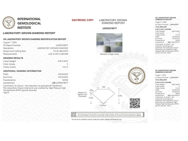 Diamant - 0.50 karaat diamant (gecertificeerd) - afbeelding 3 van  3