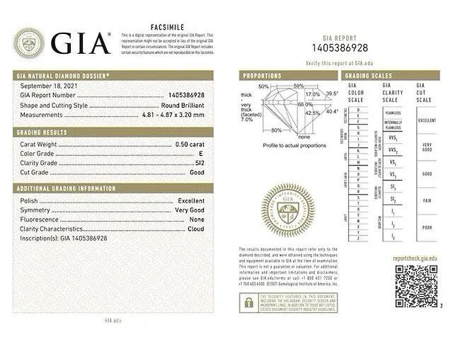 Diamant - 0.50 karaat echte diamant (gia gecertificeerd) - afbeelding 3 van  4