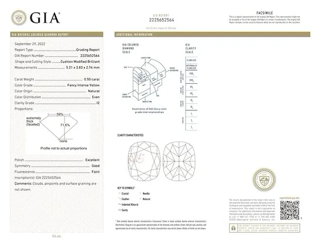 Diamant - 0.50 karaat echte fancy diamant (gia gecertificeerd) - afbeelding 3 van  4