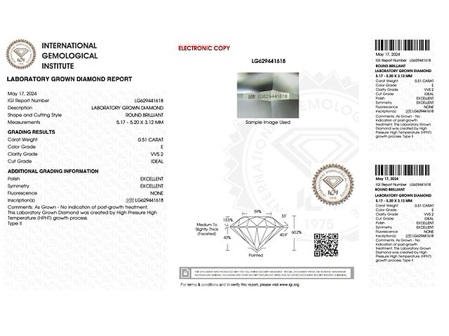 Diamant - 0.51 karaat briljant geslepen diamant (gecertificeerd) - afbeelding 3 van  5