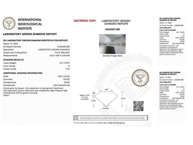 Diamant - 0.51 karaat ovaal geslepen diamant (gecertificeerd) - afbeelding 3 van  4