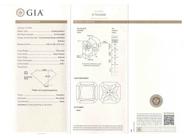 Diamant - 0.52 carat natuurlijke fancy diamant (gecertificeerd) - afbeelding 3 van  5
