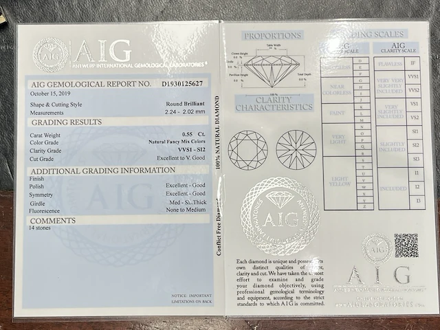 Diamant - 0.55 carat natuurlijk gekleurde diamant (gecertificeerd) - afbeelding 3 van  5