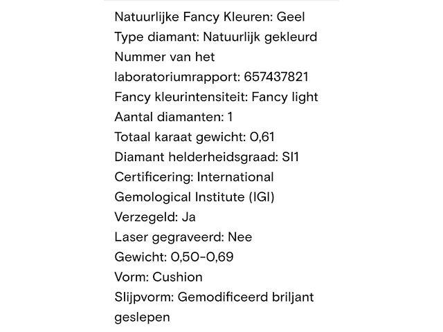 Diamant - 0.61ct ( igi gecertificeerd ), si1 fancy color - afbeelding 4 van  12